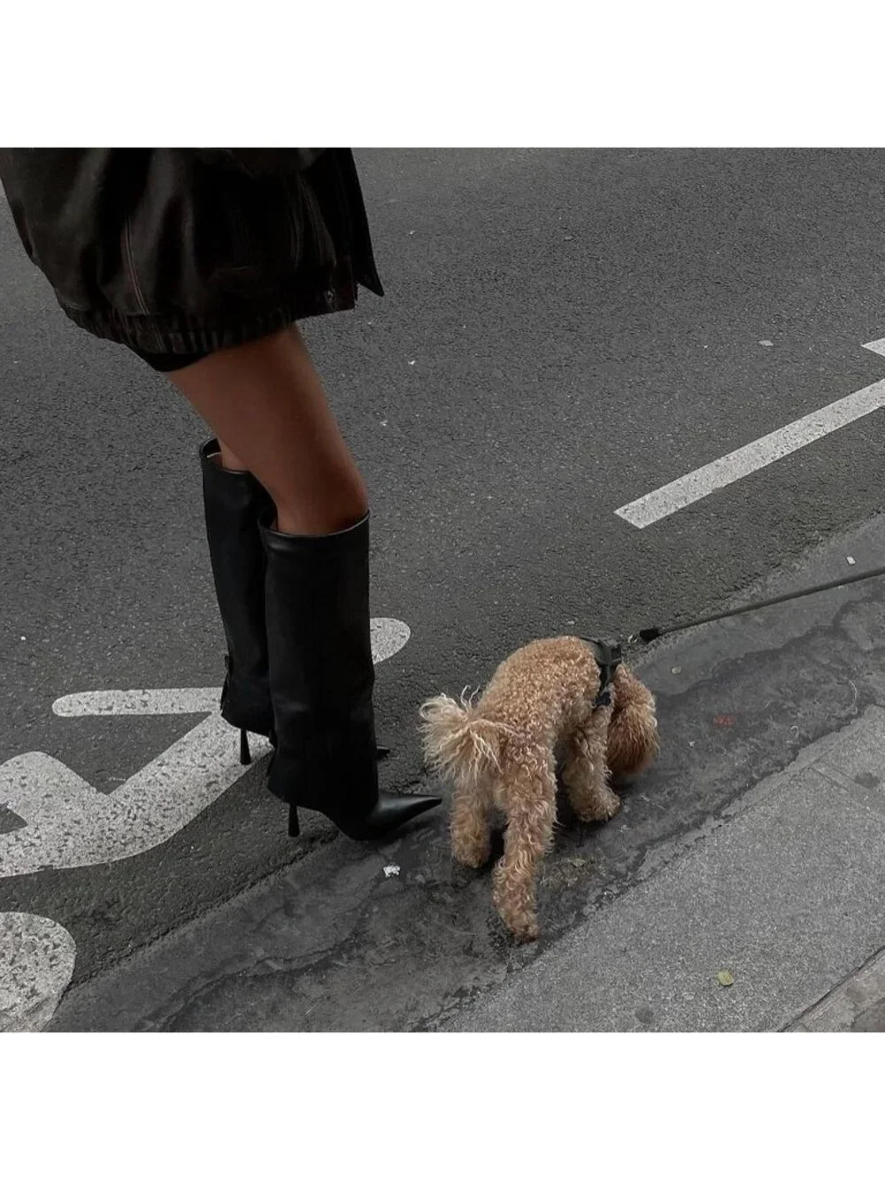 Women's Black Stiletto Heel Pointed Toe Side Zipper Knee High Shark Boots